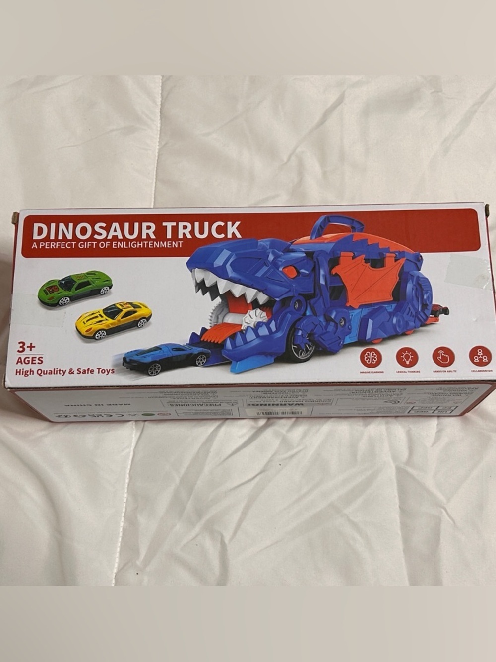 Dinosaur Car Carrier Blue Orange Playset with 12 Mini Race Cars NIB Birthday - Picture 5 of 9